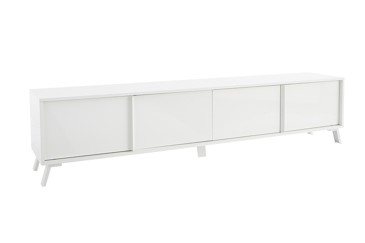 Design TV-Mbel mit weier Hochglanzoberflche L205 cm NEMA