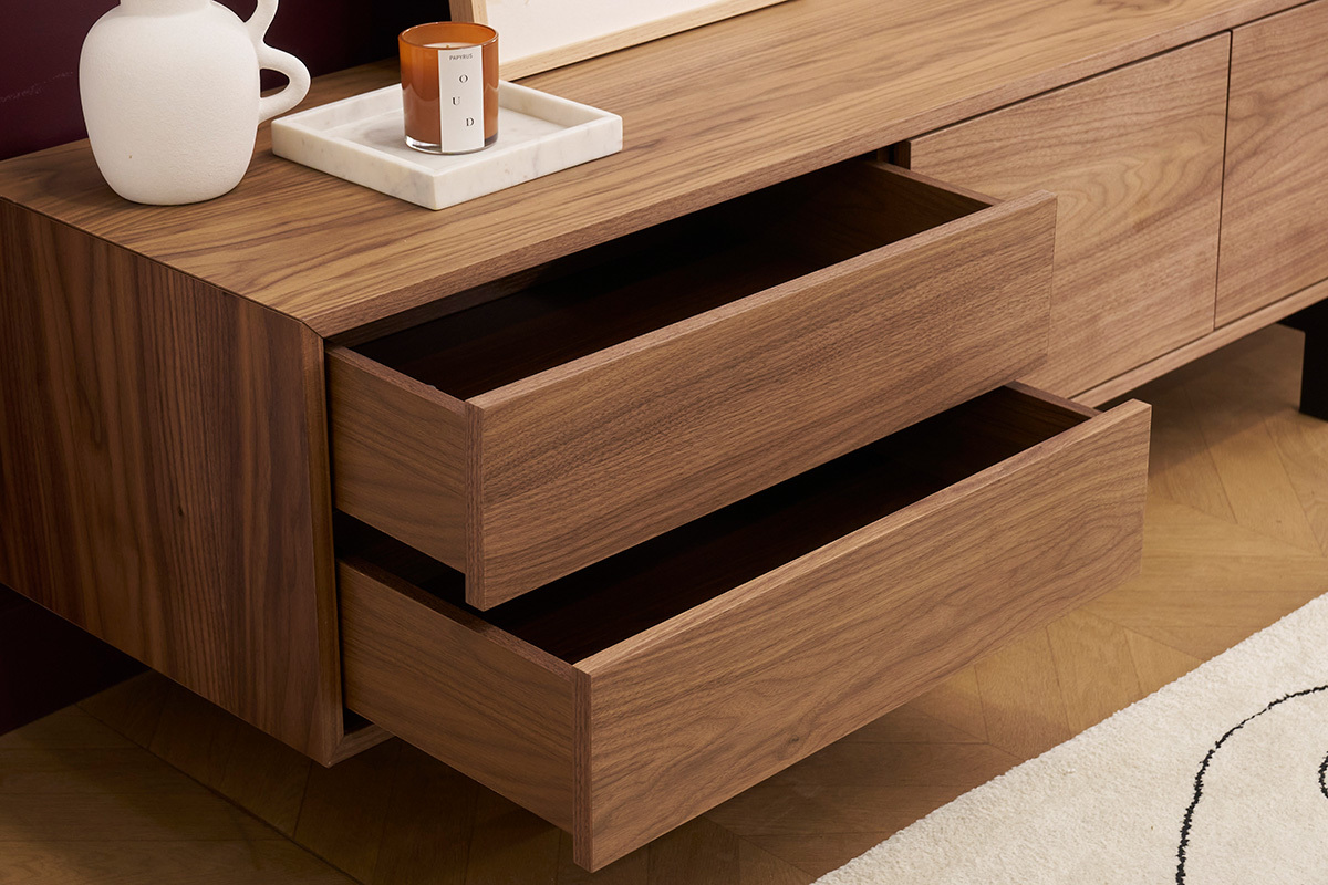 Design-TV-Mbel Vintage geschlossen Nussbaum MANNY