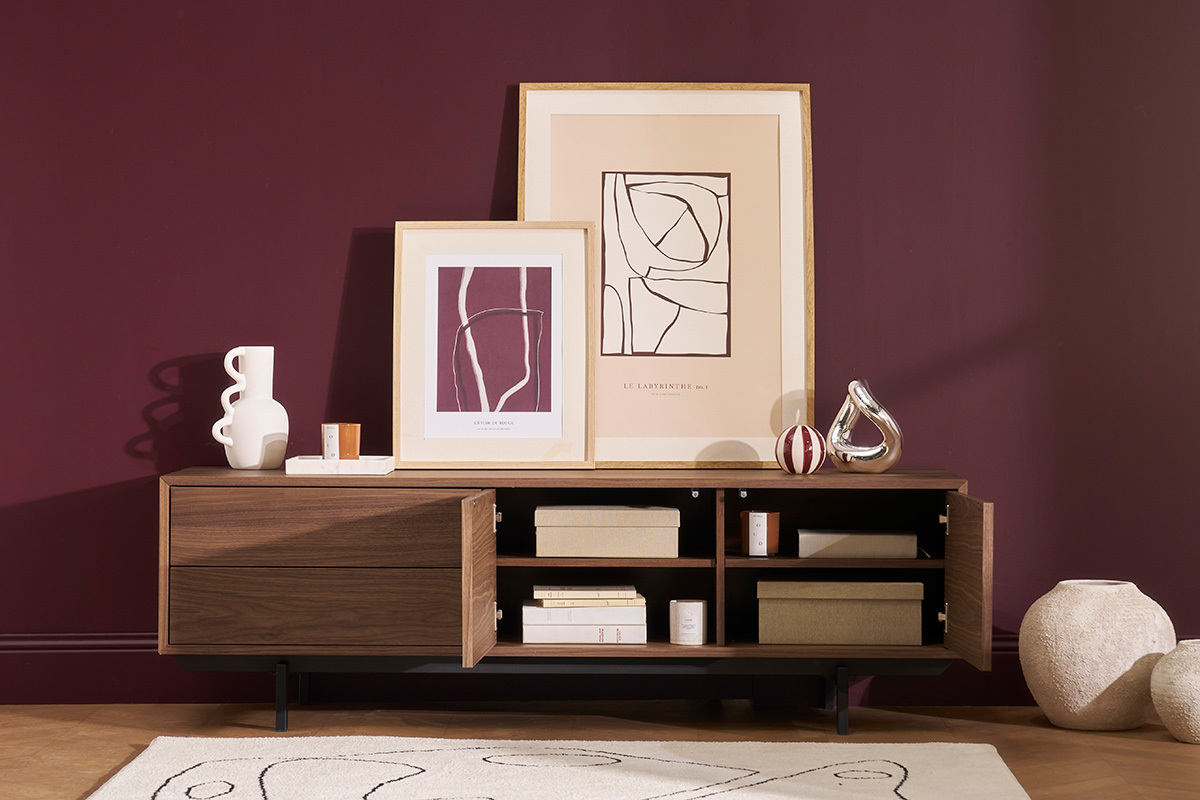 Design-TV-Mbel Vintage geschlossen Nussbaum MANNY