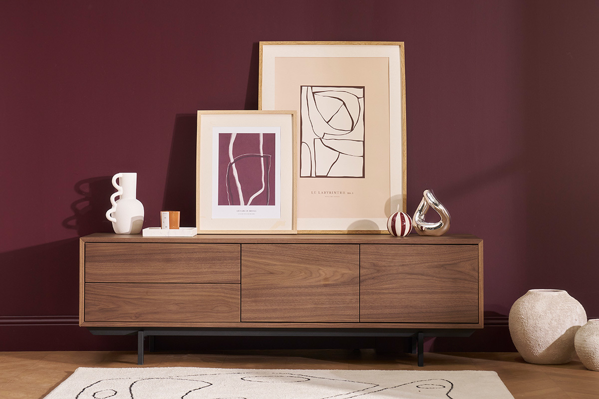 Design-TV-Mbel Vintage geschlossen Nussbaum MANNY