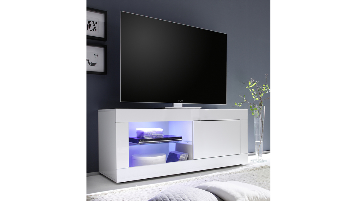 Design-TV-Mbel wei lackiert B140 cm LATTE