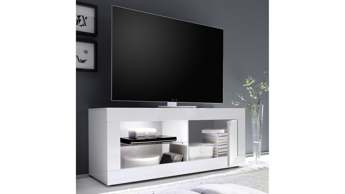 Design-TV-Möbel weiß lackiert B140 cm LATTE