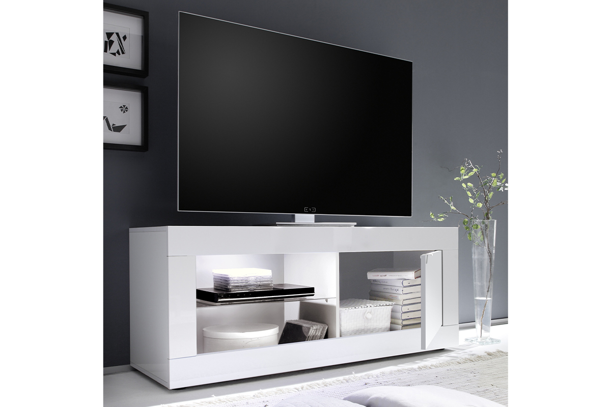 Design-TV-Mbel wei lackiert B140 cm LATTE