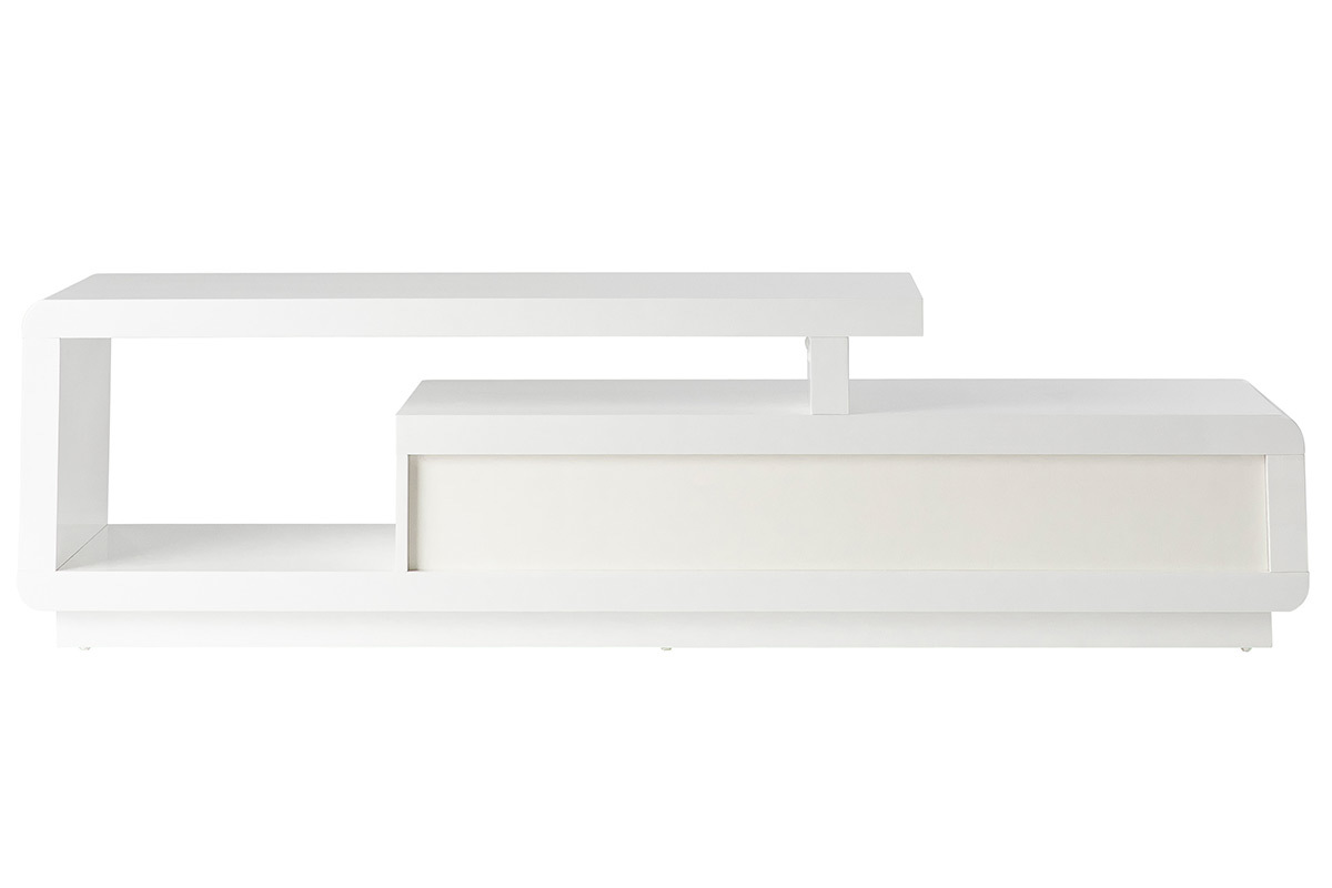 Design-TV-Mbel wei lackiert mit grauen Schubladen ETANA