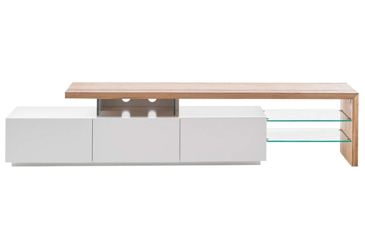 Design-TV-Mbel wei lackiert Tischplatte Eiche 204cm MEDIA