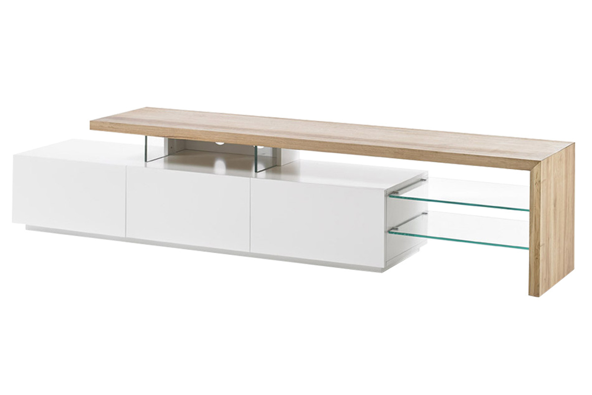 Design-TV-Mbel wei lackiert Tischplatte Eiche 204cm MEDIA