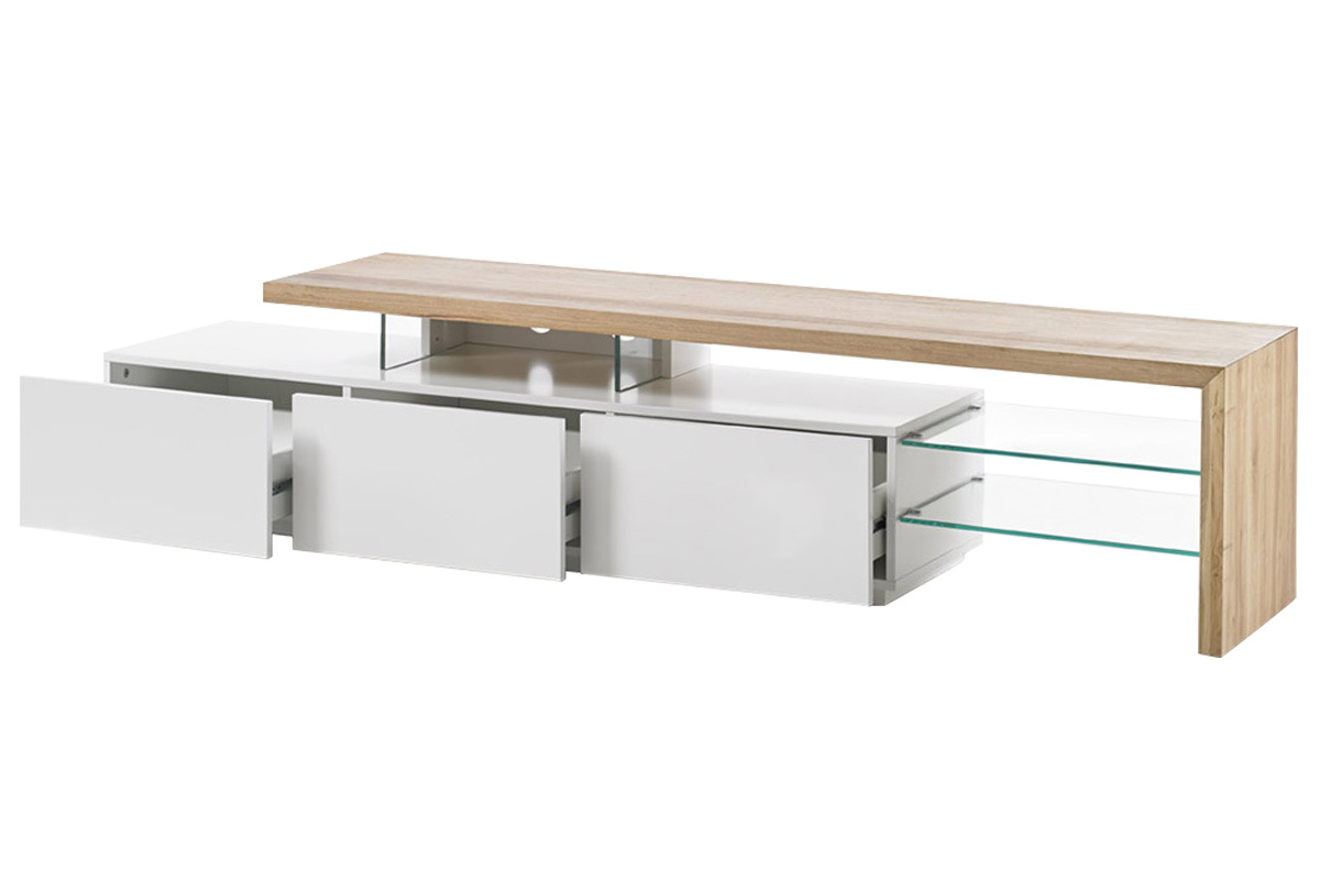 Design-TV-Mbel wei lackiert Tischplatte Eiche 204cm MEDIA
