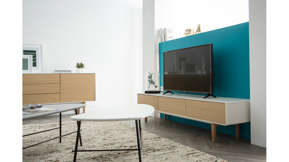 Design-TV-Mbel zeitgenssisch Wei und Holz ROMY