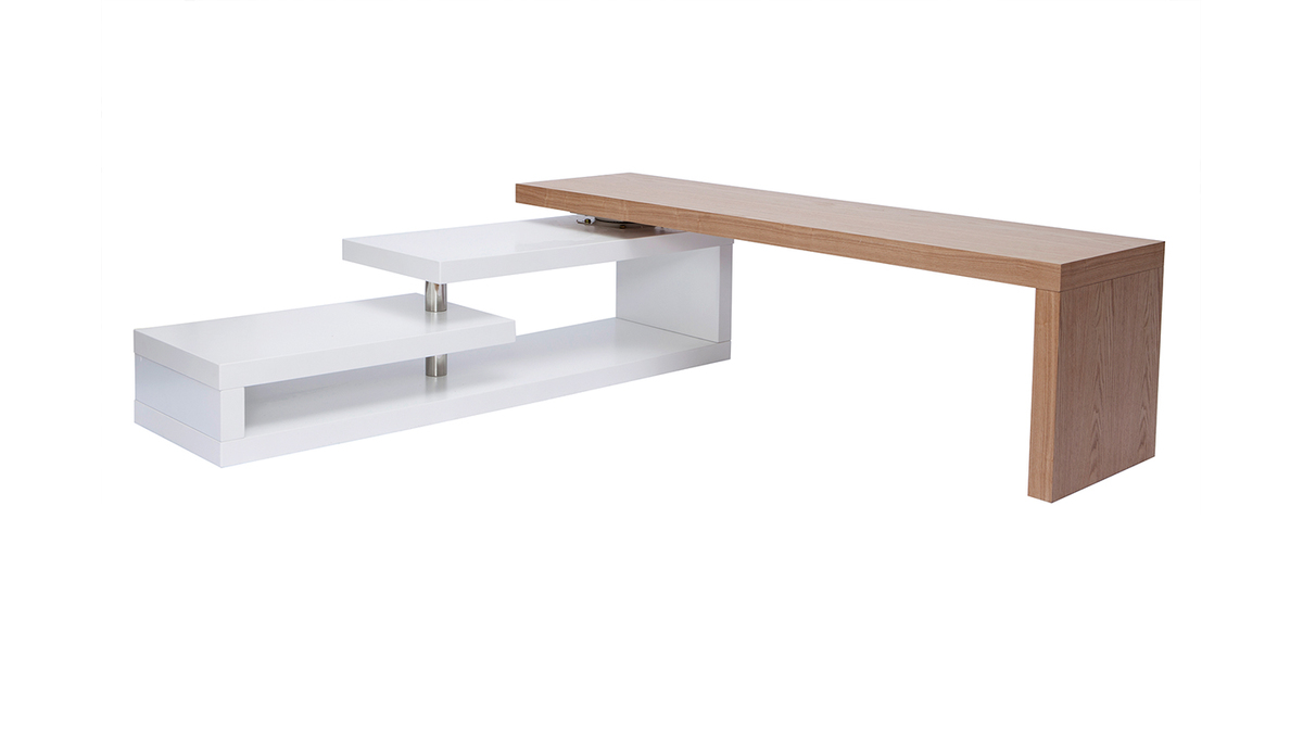 Design-TV-Schrank modulierbar wei und holzfarben MAX