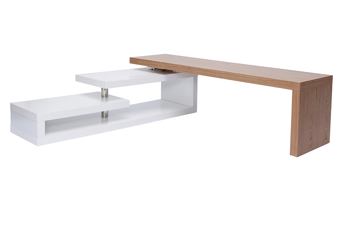 Design-TV-Schrank modulierbar wei und holzfarben MAX