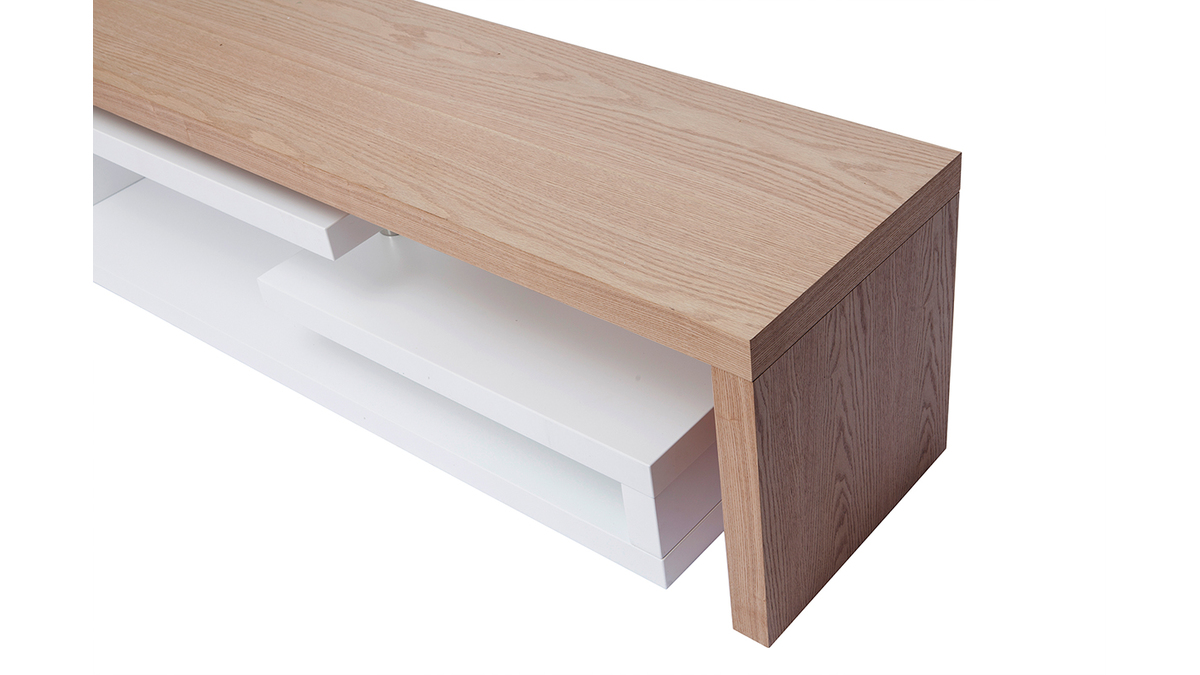 Design-TV-Schrank modulierbar wei und holzfarben MAX