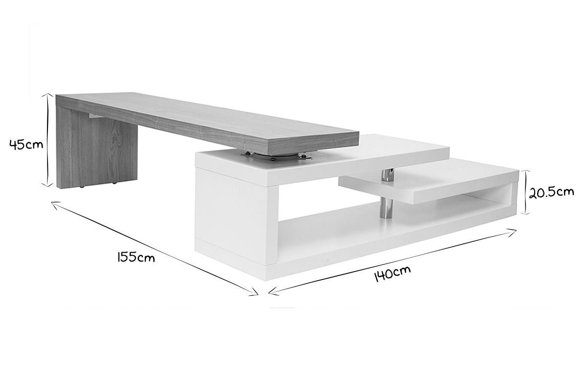 Design-TV-Schrank modulierbar wei und holzfarben MAX