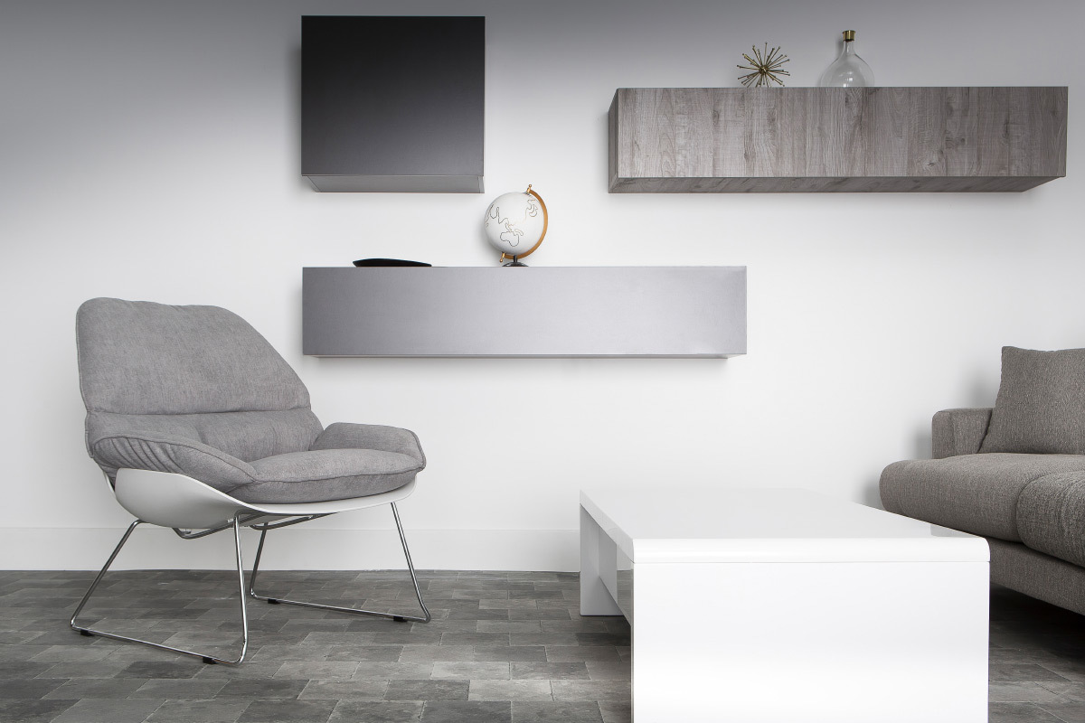Design-TV-Wandelement Holz Grau horizontal COLORED V2