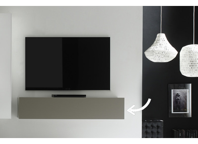 Design-TV-Wandelement Holz taupefarben matt horizontal COLORED V2 - Design-TV-Wandelement Holz taupefarben matt horizontal COLORED V2