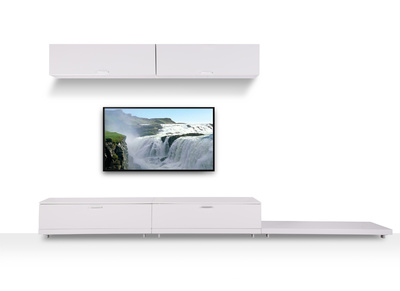 Design-TV-Wandsystem Weiß glänzend ODEON -