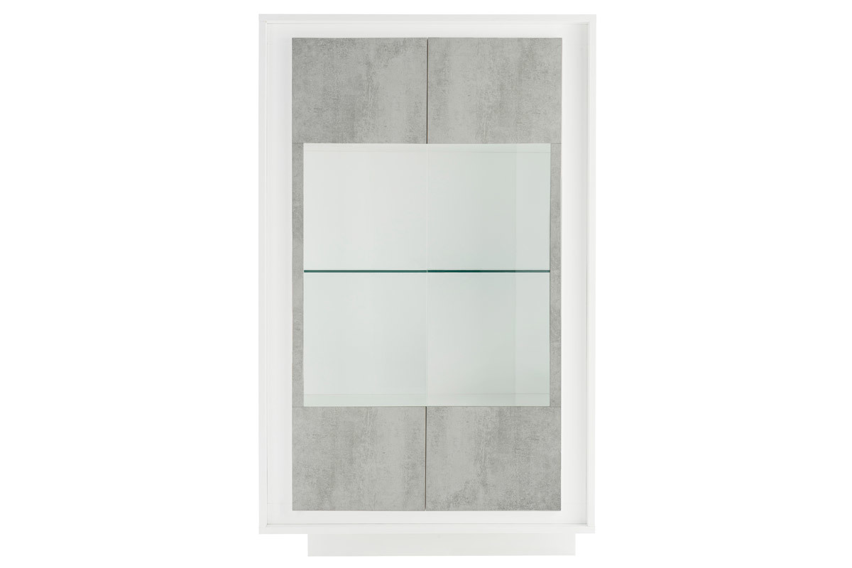 Design-Vitrine verglast wei und Zement-Dekor LAND