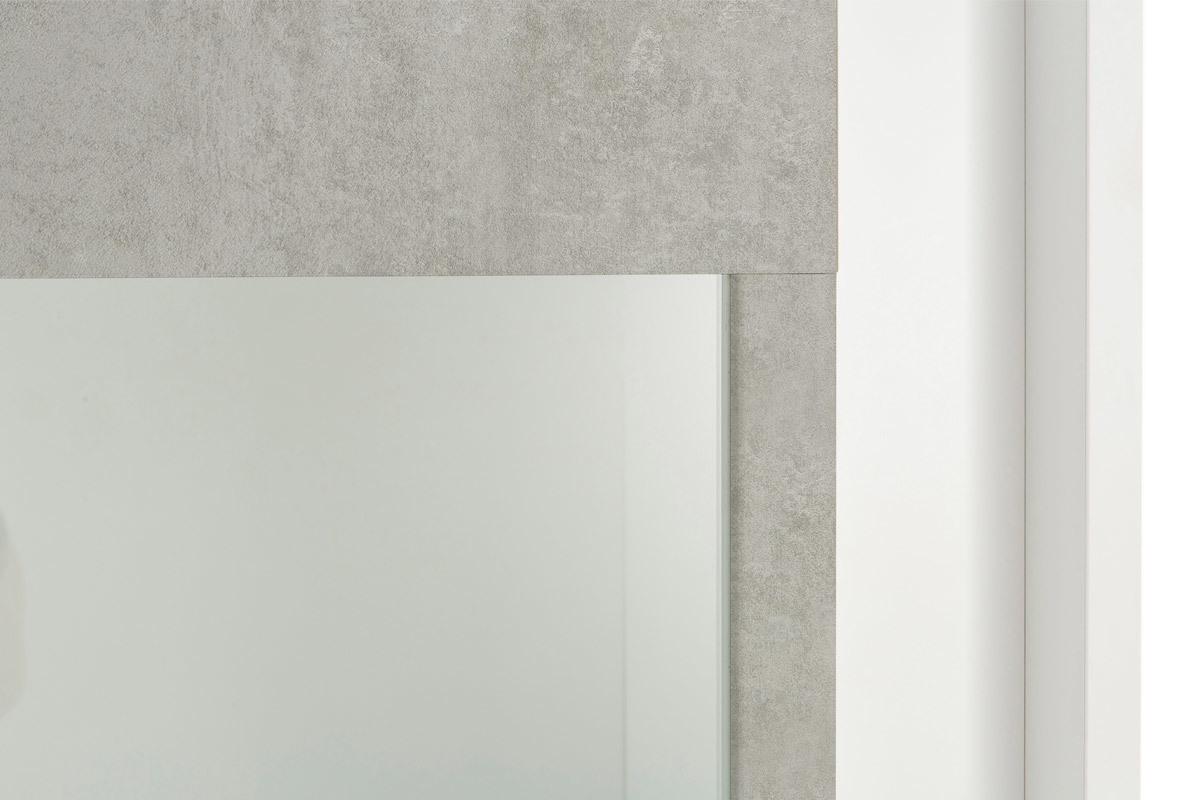 Design-Vitrine verglast wei und Zement-Dekor LAND