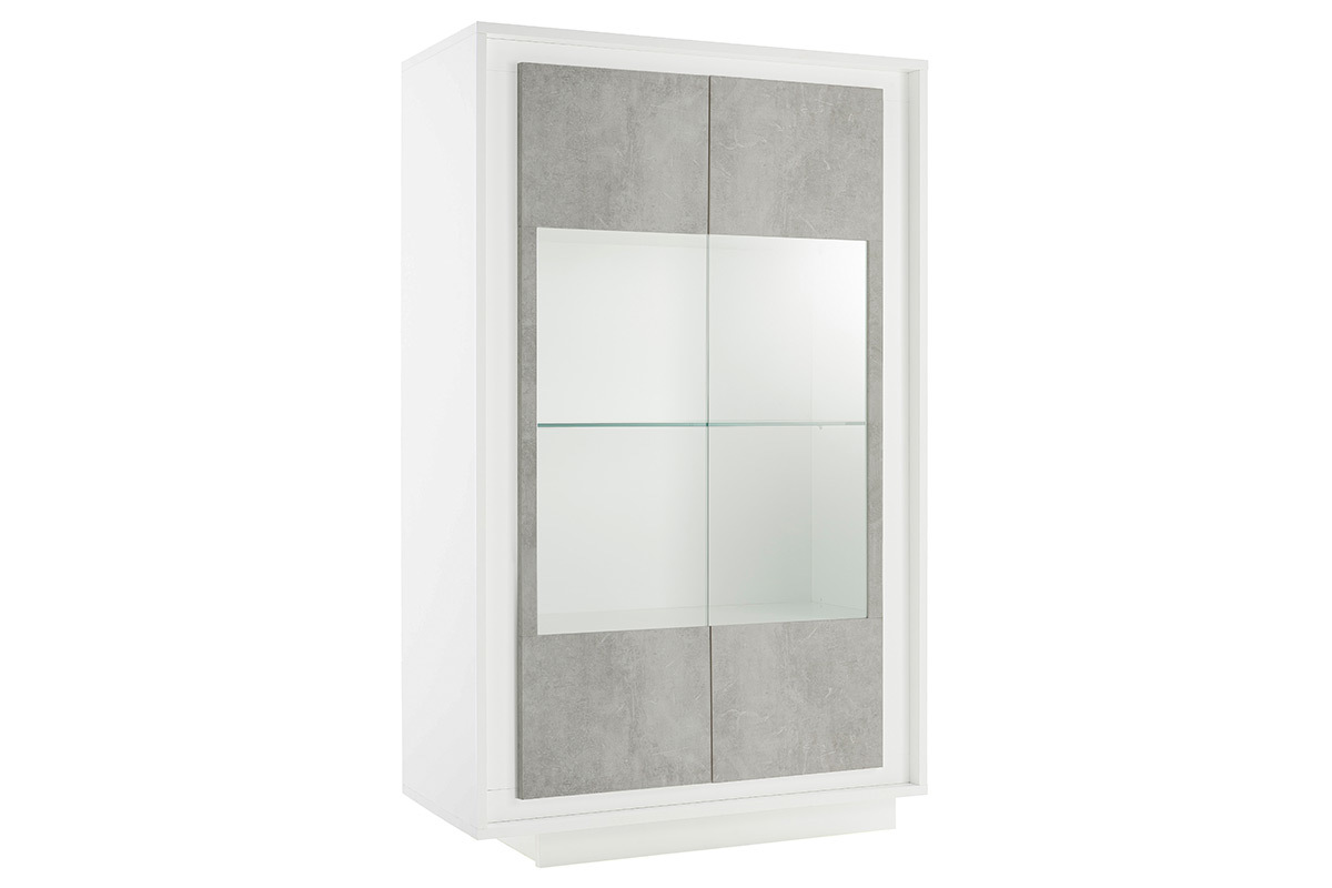 Design-Vitrine verglast wei und Zement-Dekor LAND