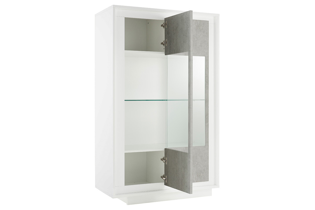 Design-Vitrine verglast wei und Zement-Dekor LAND