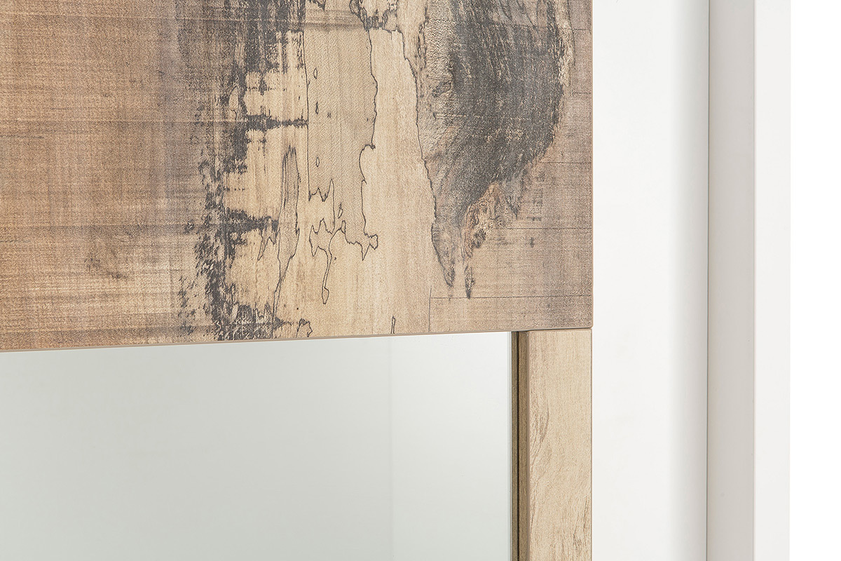 Design-Vitrine wei und helles Holz-Dekor LAND