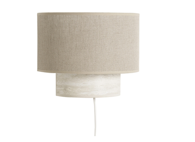 Design-Wandleuchte aus beigem Leinen und Travertin-Effekt H20 cm SEMA
