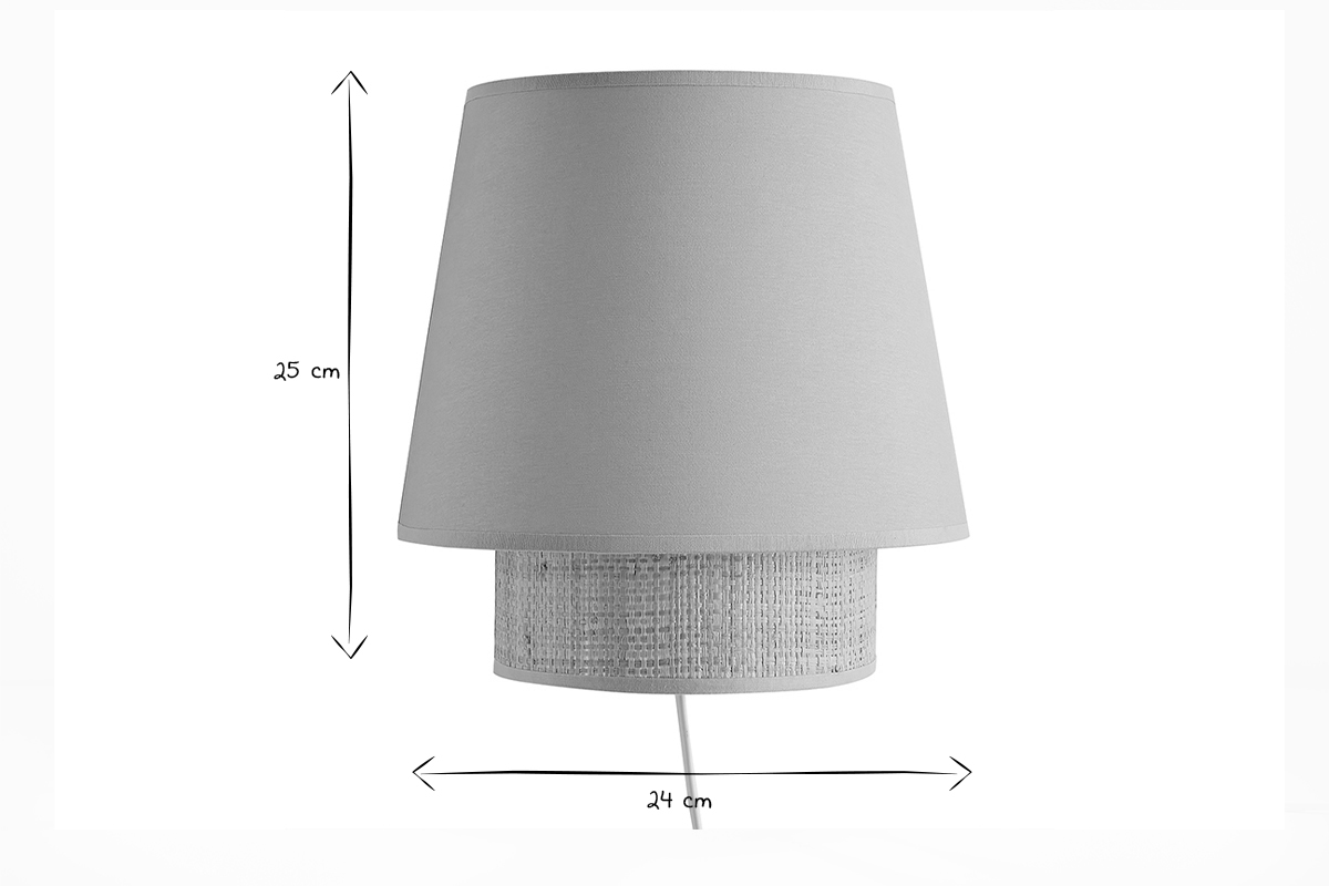 Design-Wandleuchte aus salbeifarbener Baumwolle und naturfarbenem Bast H25 cm JUME