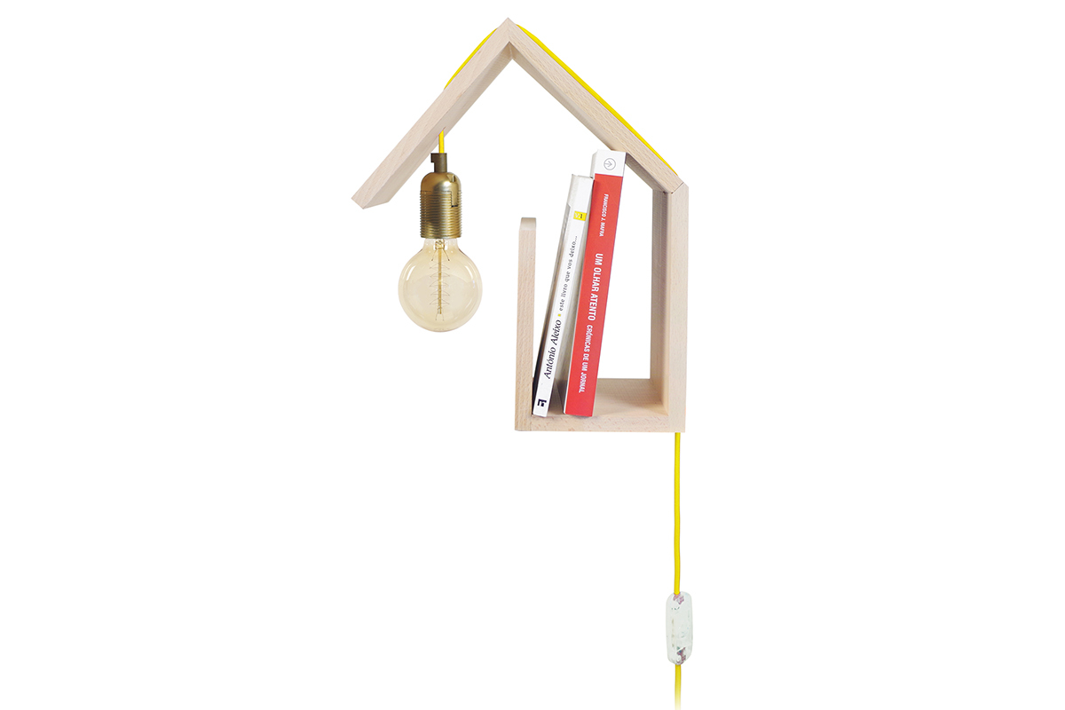 Design-Wandleuchte Befestigung links Schnur Gelb HUT