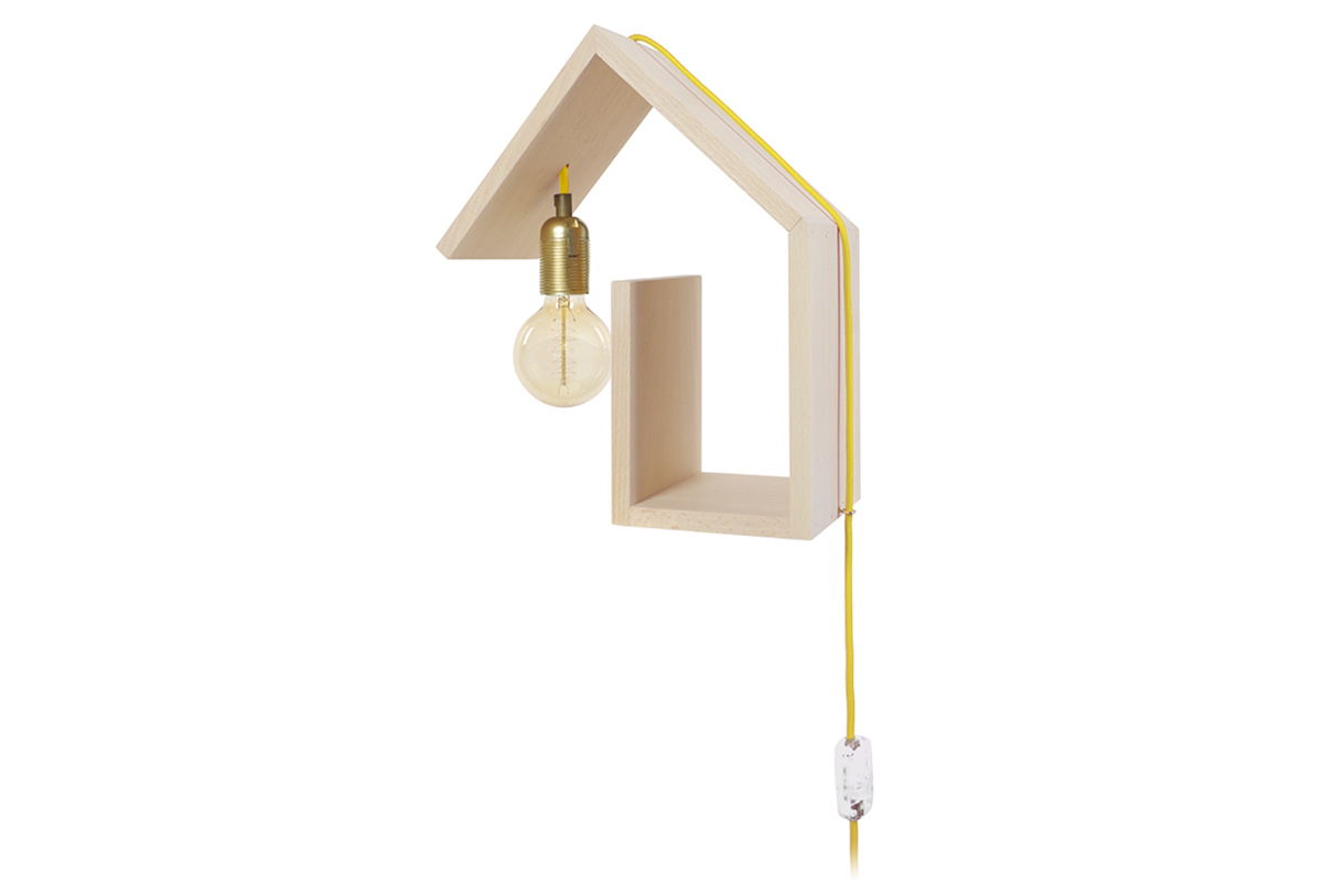 Design-Wandleuchte Befestigung links Schnur Gelb HUT