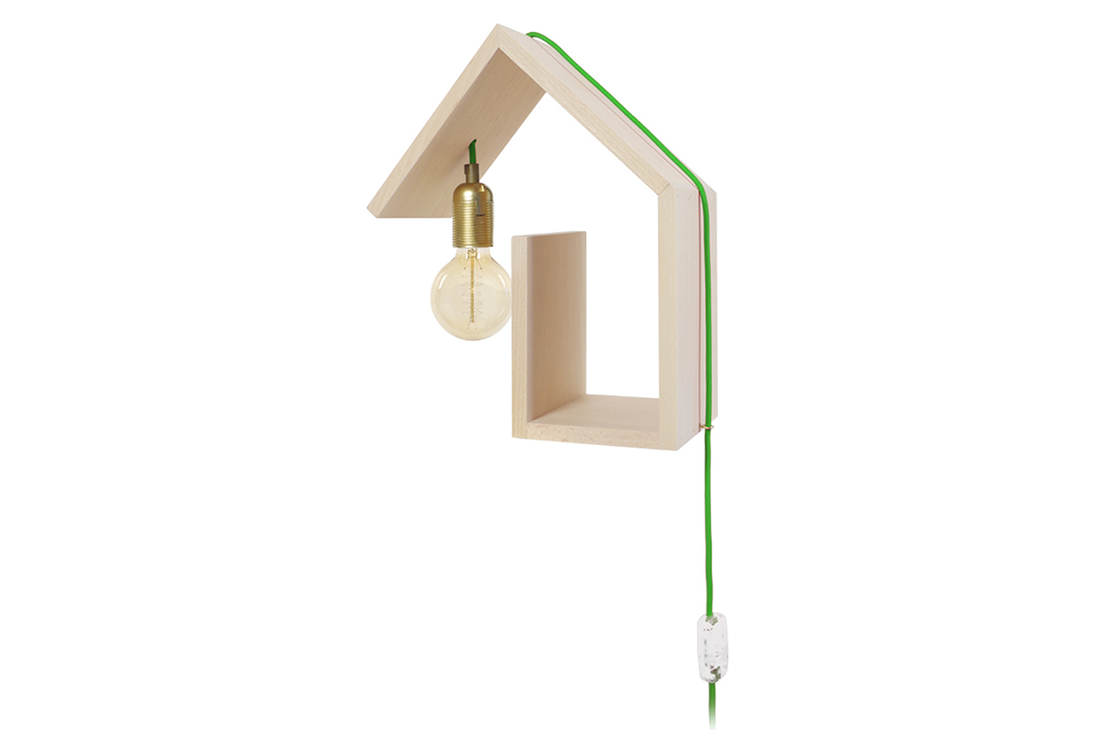 Design-Wandleuchte Befestigung links Schnur Gr�n HUT