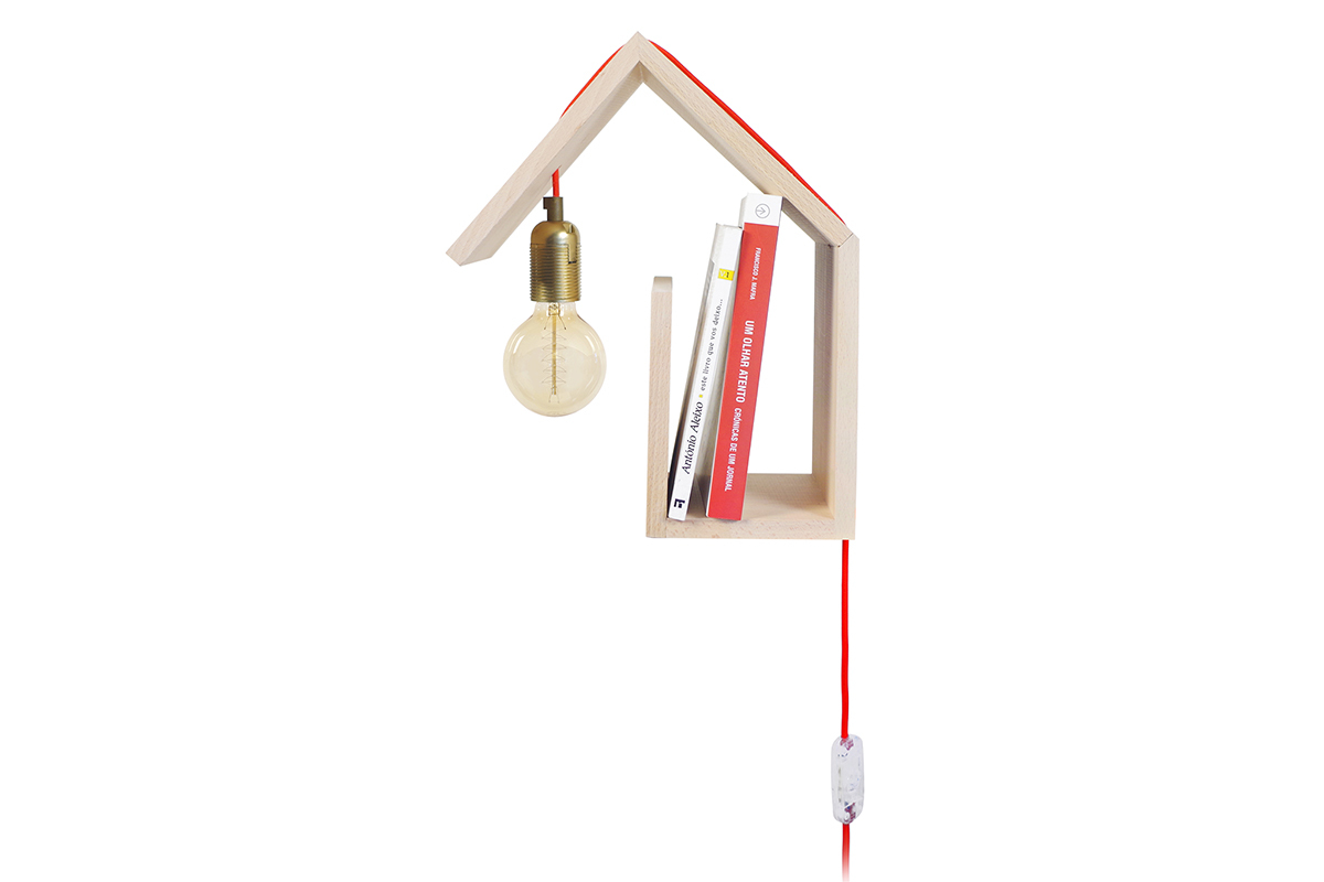 Design-Wandleuchte Befestigung links Schnur Rot HUT