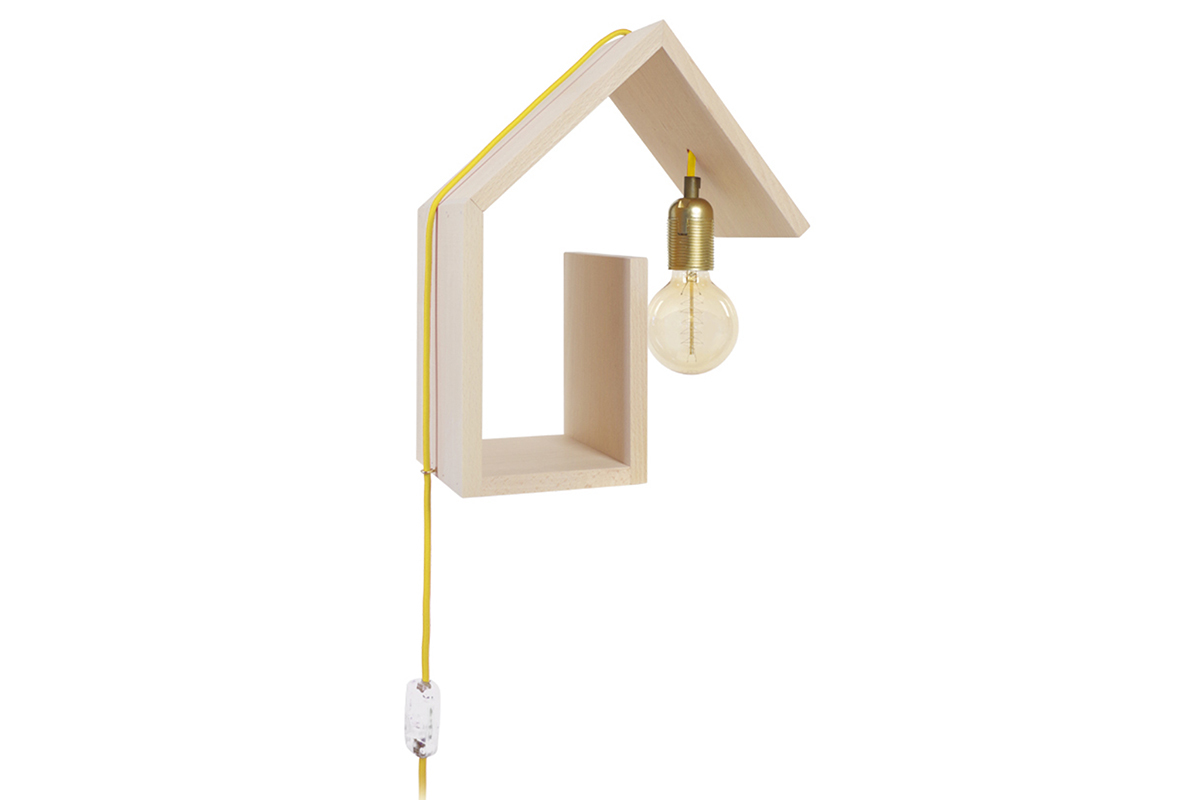 Design-Wandleuchte Befestigung rechts Schnur Gelb HUT