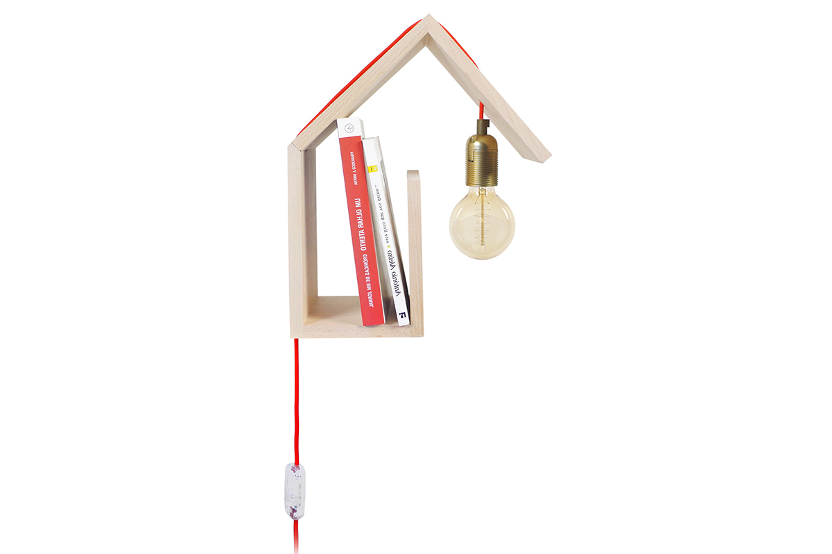 Design-Wandleuchte Befestigung rechts Schnur Rot HUT