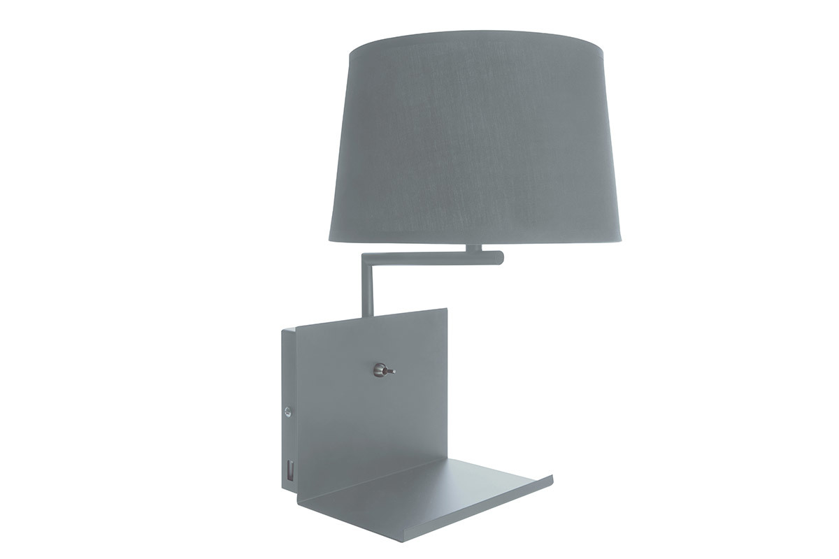 Design-Wandleuchte PLUG aus grauem Metall und mit USB-Anschluss