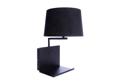 Design-Wandleuchte PLUG aus schwarzem Metall und mit USB-Anschluss