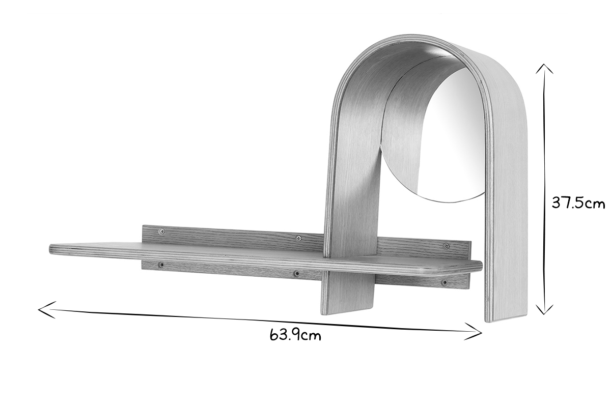 Design-Wandregal Esche mit Spiegel SILMA