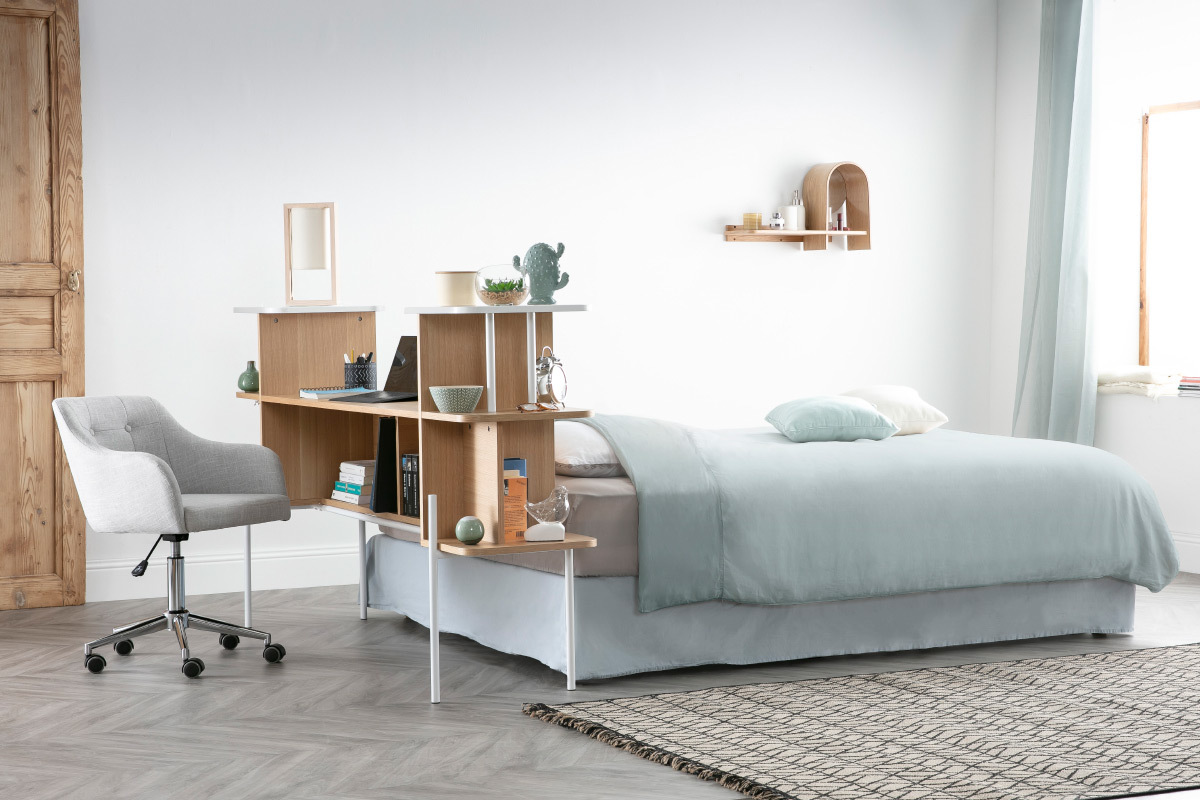 Design-Wandregal Esche mit Spiegel SILMA
