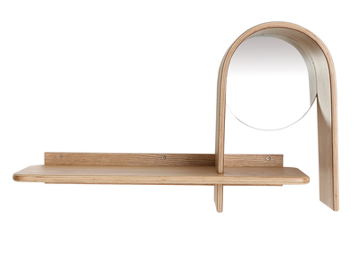 Design-Wandregal Esche mit Spiegel SILMA