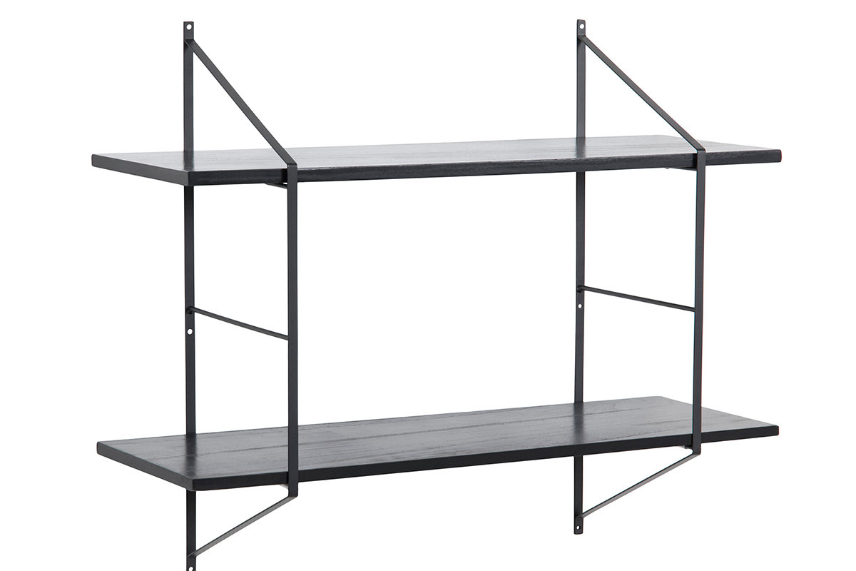 Design-Wandregal Holz Schwarz und Metall BRIDGE