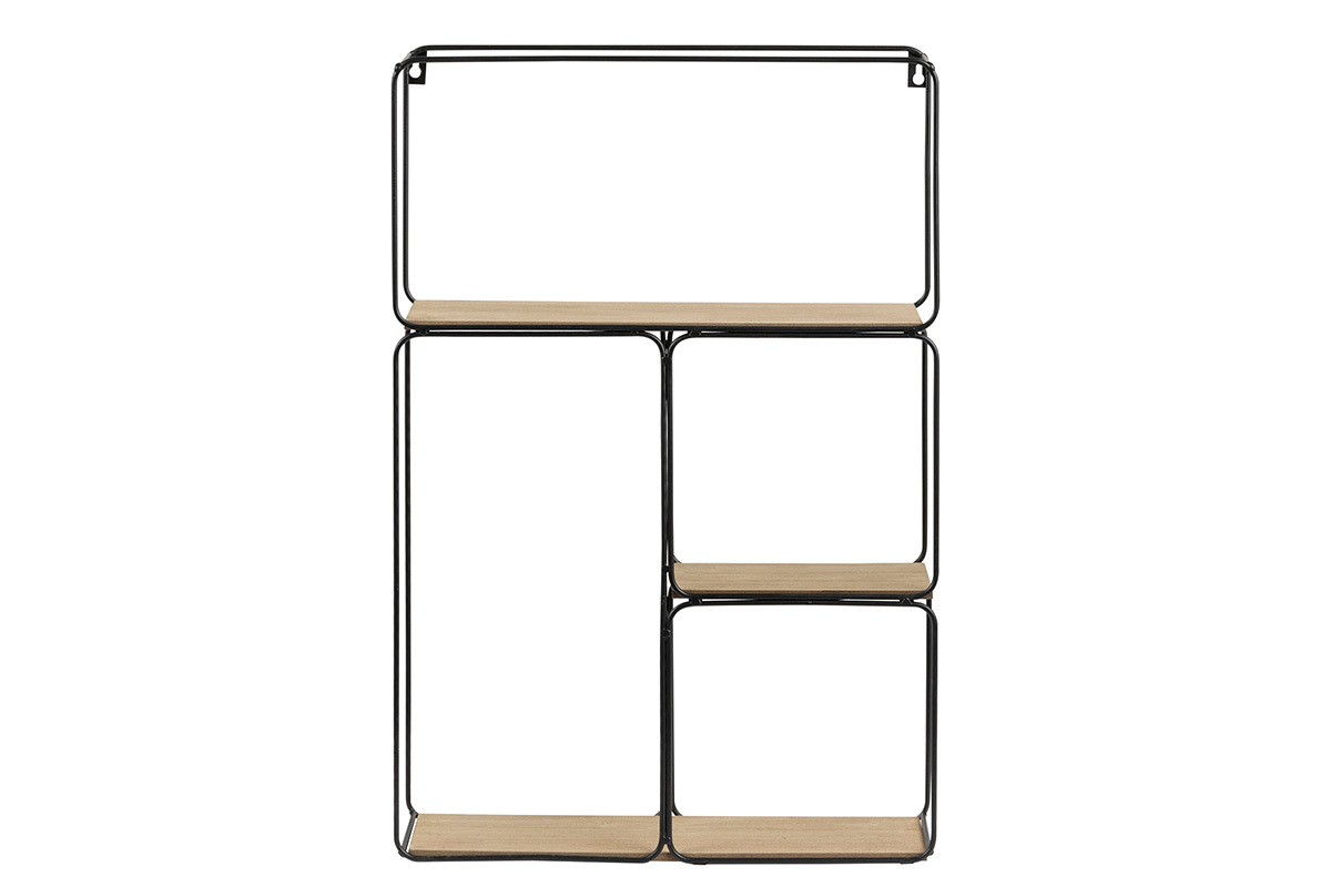 Design-Wandregal Metall Schwarz und Holz BRICK