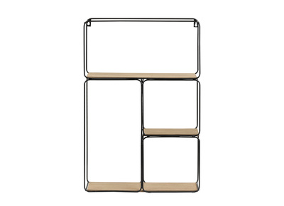 Design-Wandregal Metall Schwarz und Holz BRICK