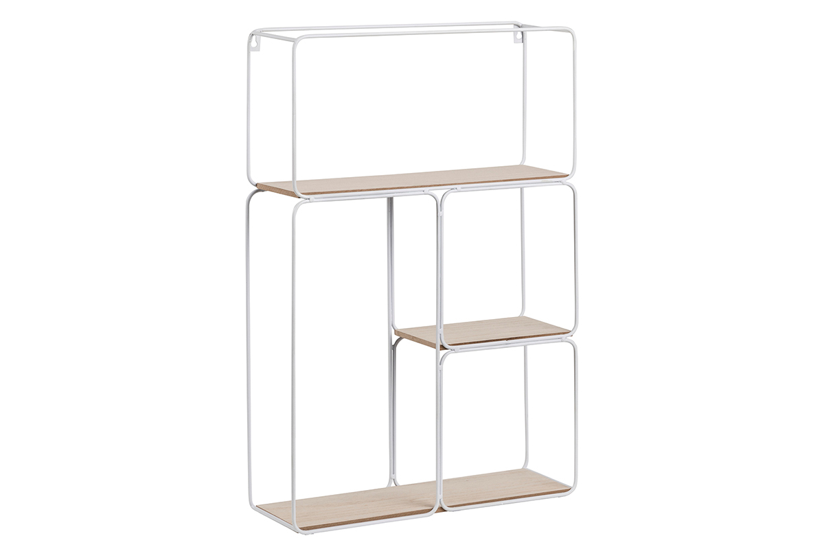 Design-Wandregal Metall Wei� und Holz BRICK