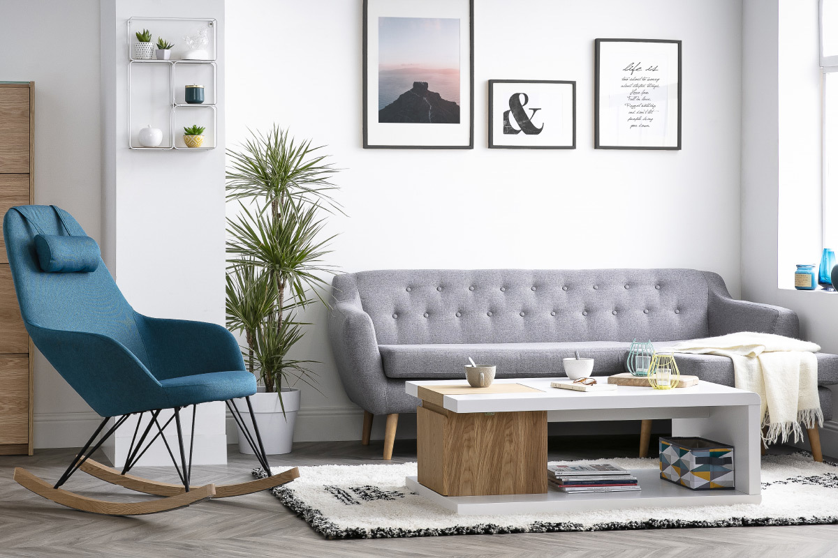 Design-Wandregal Metall Wei� und Holz BRICK