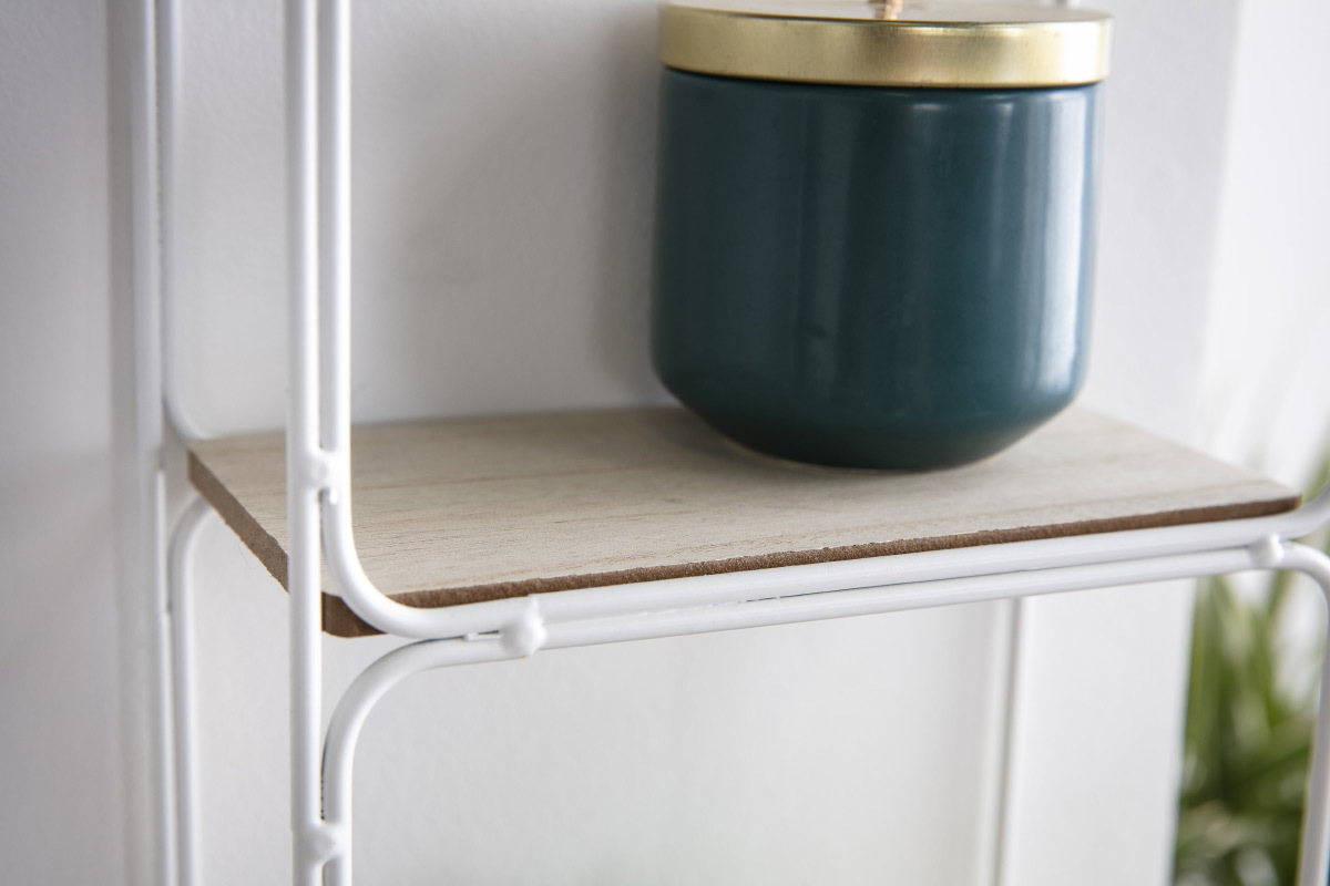 Design-Wandregal Metall Wei� und Holz BRICK