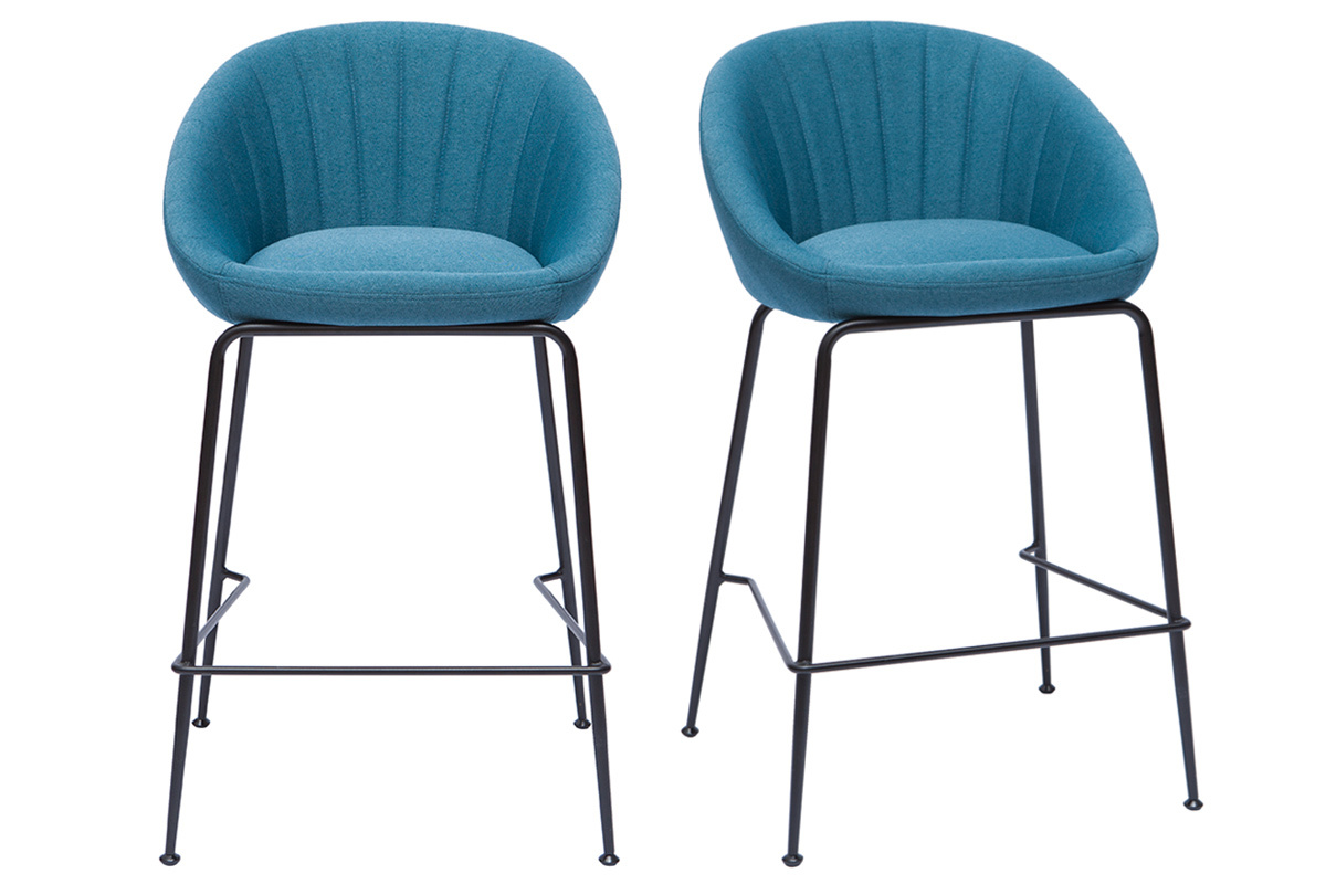 Designer-Barhocker blaugrner Stoff 65cm (2er Set) SHERU