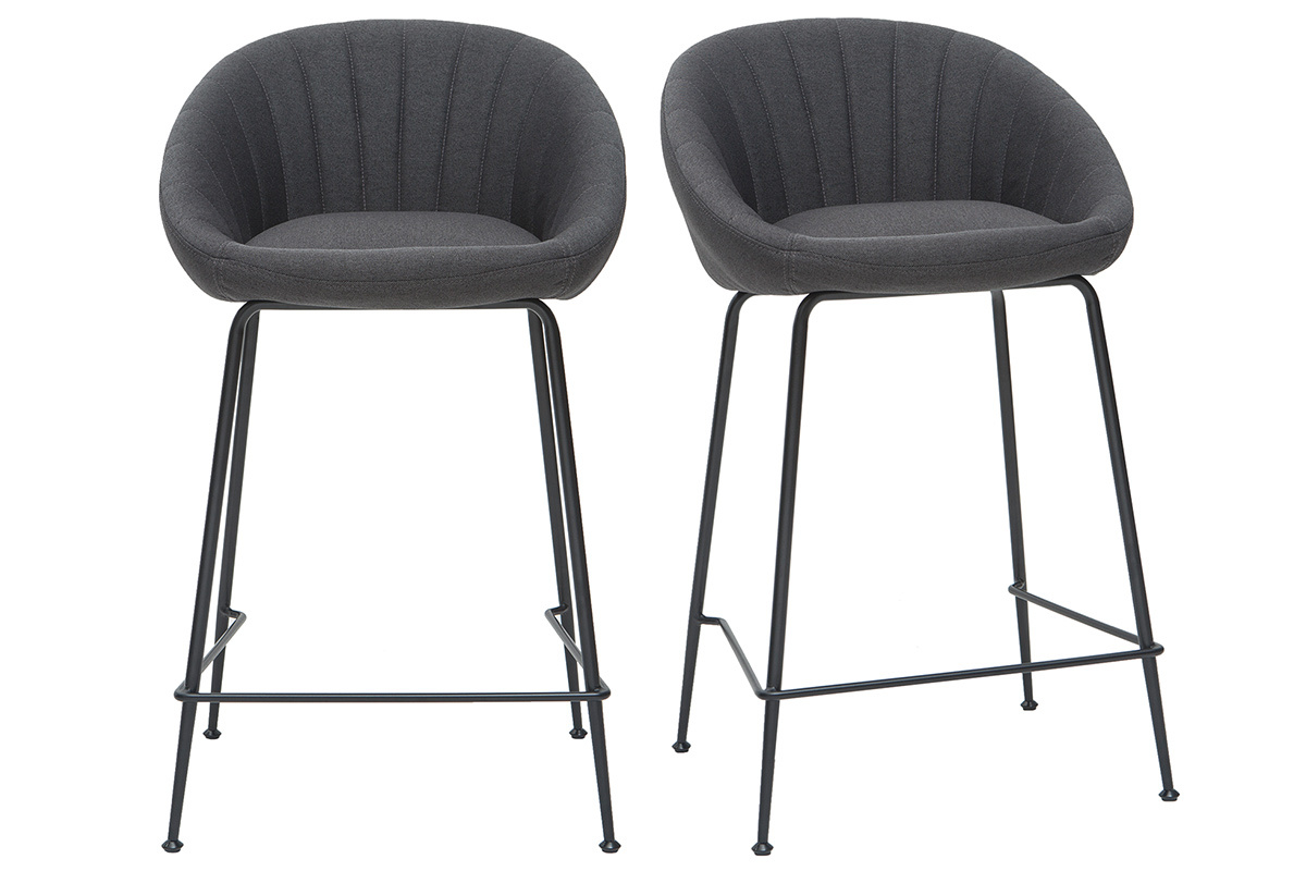 Designer-Barhocker dunkelgrauer Stoff (2er Set) SHERU