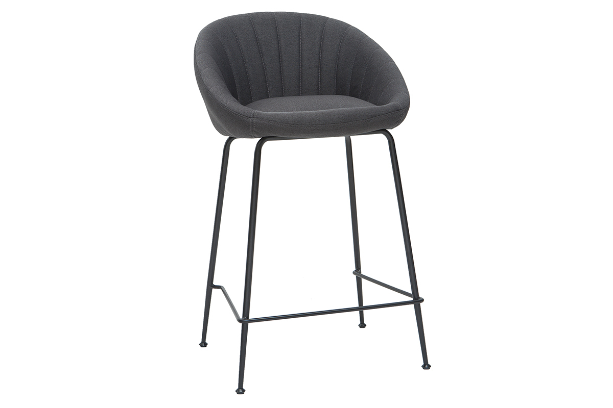 Designer-Barhocker dunkelgrauer Stoff (2er Set) SHERU