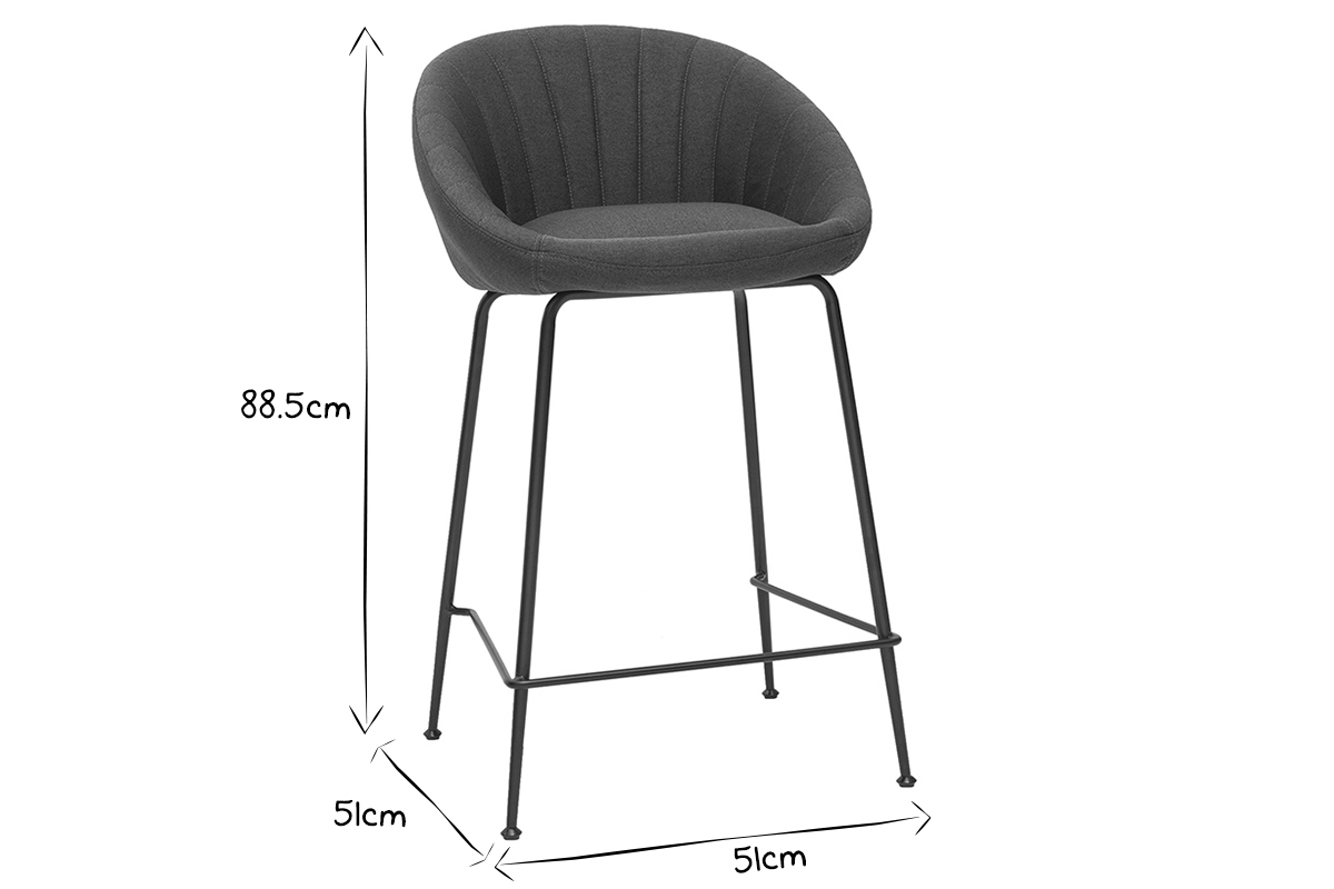 Designer-Barhocker dunkelgrauer Stoff (2er Set) SHERU
