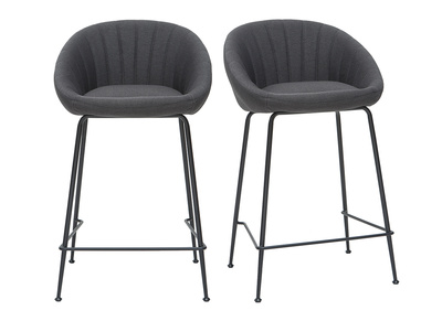 Designer-Barhocker dunkelgrauer Stoff 65cm (2er Set) SHERU
