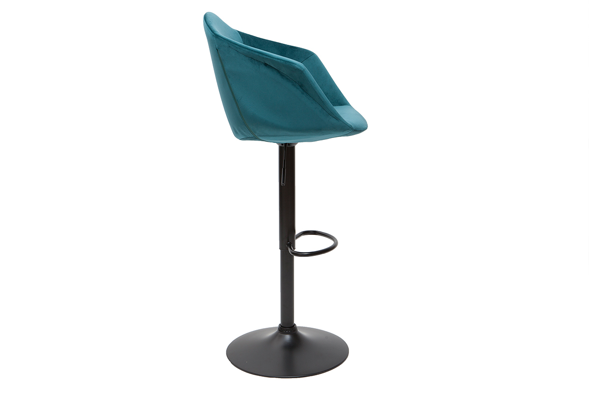 Designer-Barhocker hhenverstellbar aus petrolblauem Samt (2er-Set) TAYA