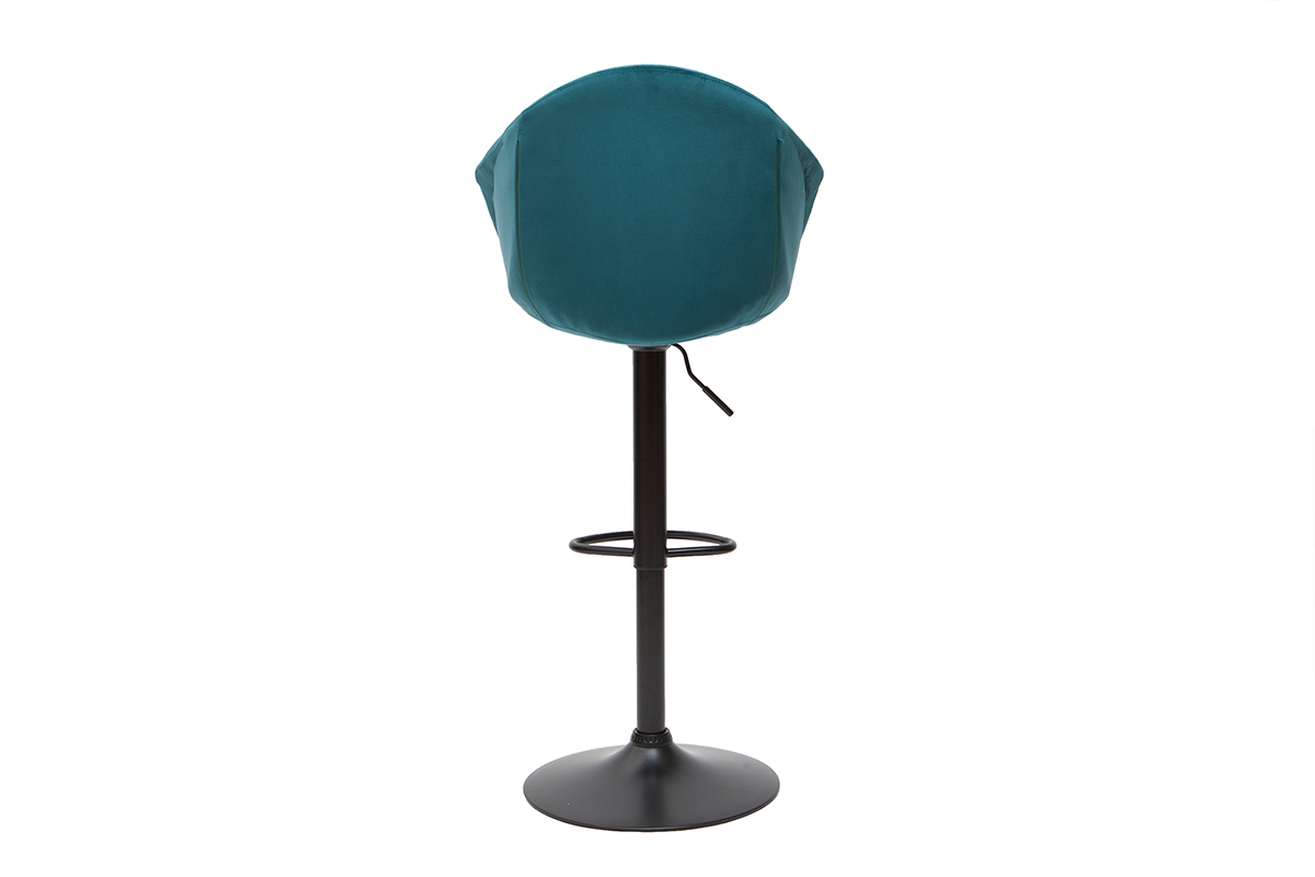 Designer-Barhocker hhenverstellbar aus petrolblauem Samt (2er-Set) TAYA